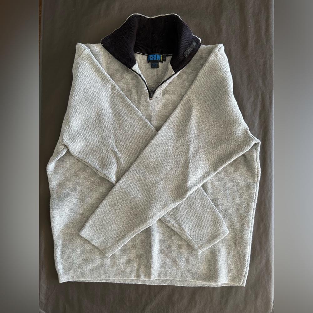 J. Crew Men's Heavy 100% Cotton  Gray Zip-Up Sweater
